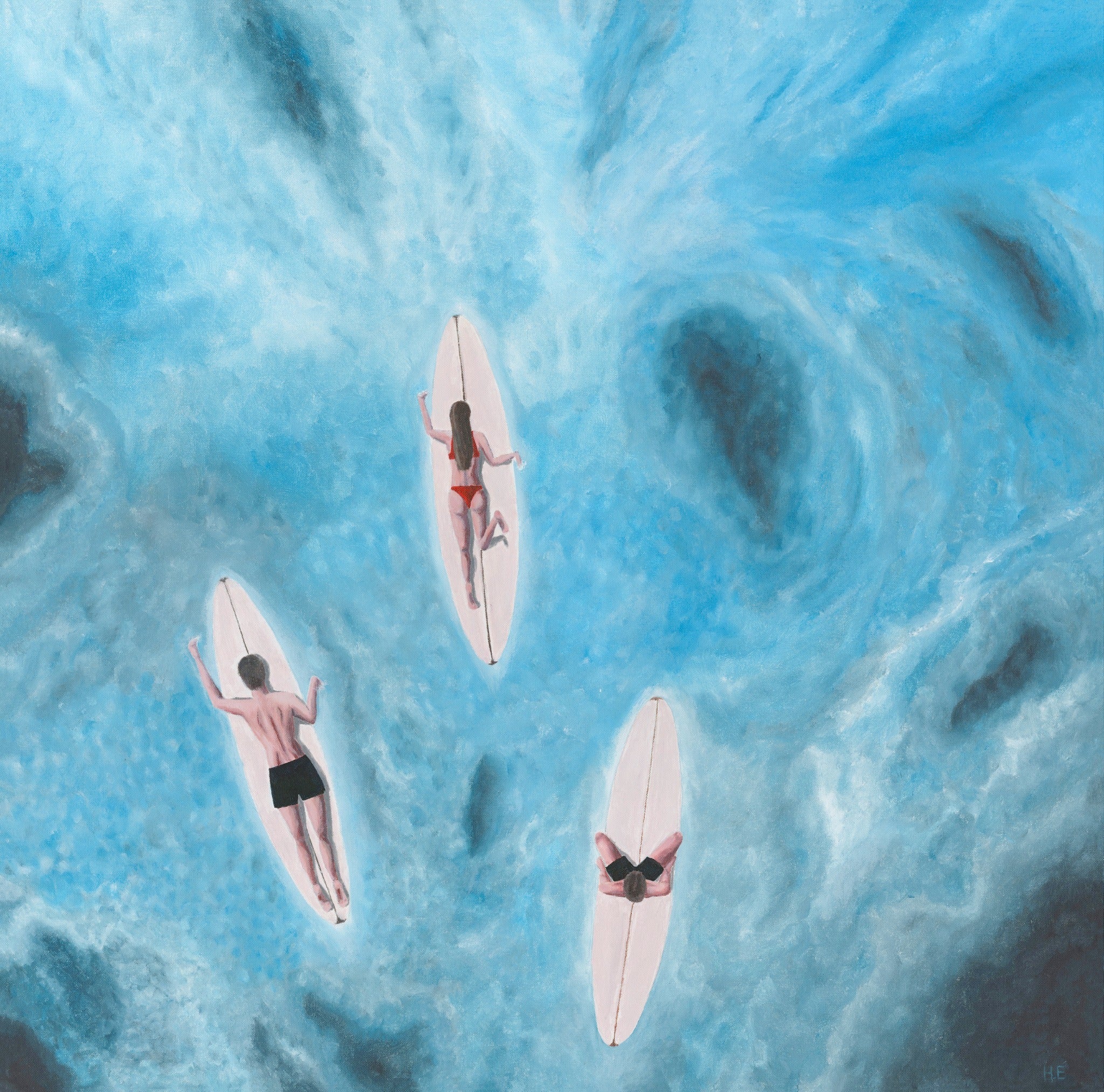 Three Surfers